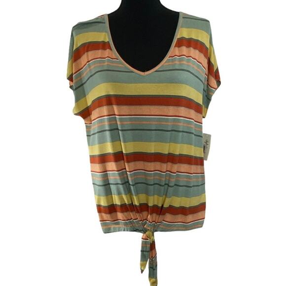 New Style‎ & Co Island Getaway Nautical Striped Blouse Medium - Picture 1 of 5